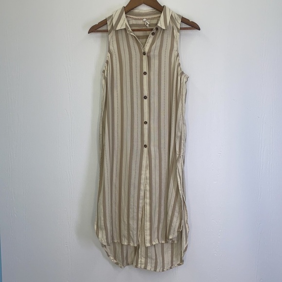 Anthropologie - Delphine Textured Light Beige Cream Tunic Dress Size Small - Picture 3 of 14
